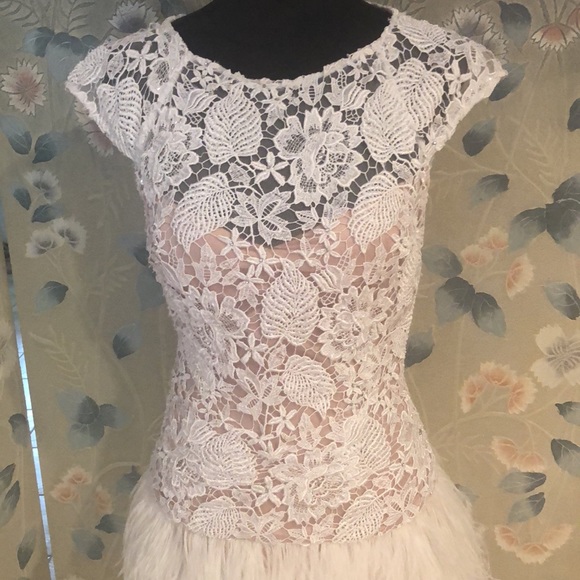 Jovani 171924  White A Line Mini Ostrich Feathers - Picture 5 of 13